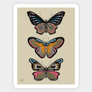 distressed botanical butterflies Sticker